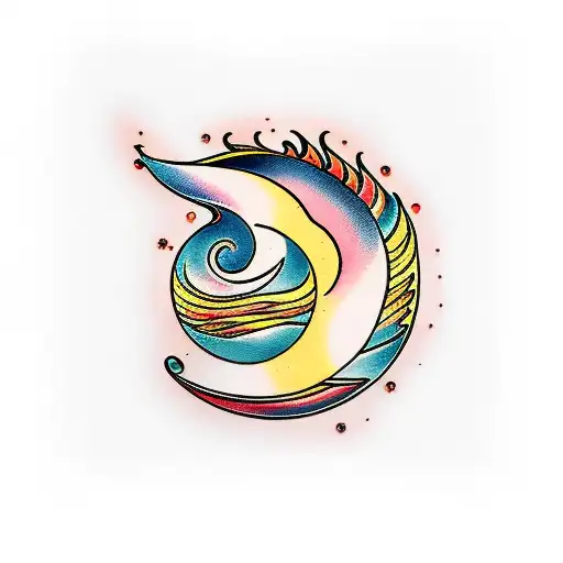 A Letter B With Waves Of Fire