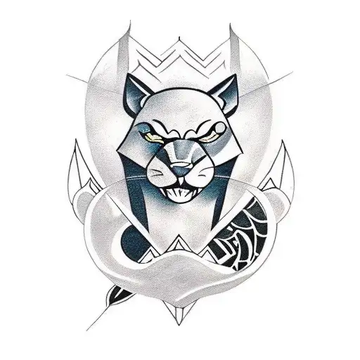 Design A Tattoo Featuring The Black Panther And A Dragon In A Dynamic Composition