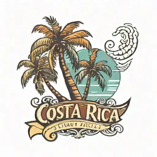 Costa Rica Palm Tree With Pura Vida Written