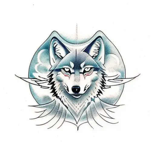 Design A Tattoo Featuring A Wolf And An Eagle Soaring Above A Car Meet