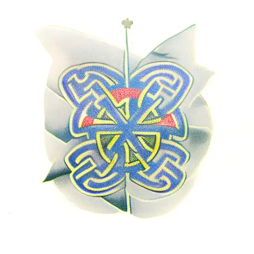 Four Leaf Clover With Greek Flag On Top And Irish Flag On Bottom