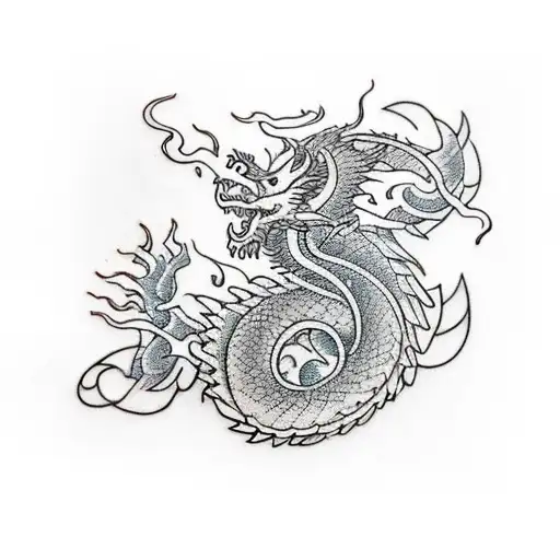 Create A Tattoo Design Inspired By The Dragon And Cherry Blossom Theme