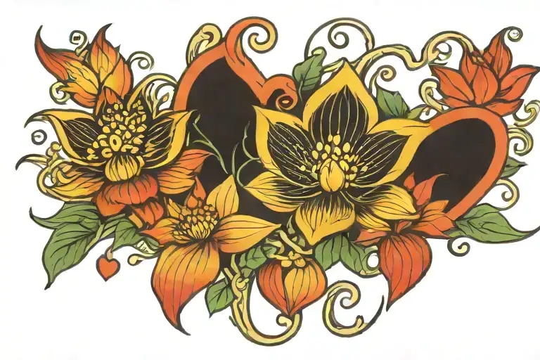 Lotus Flower Vine With Hearts