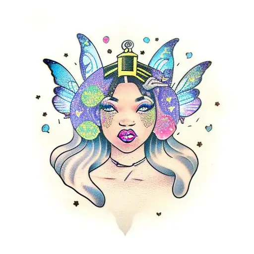 A Black Girl With A Magical Aura Surrounded By Butterflies