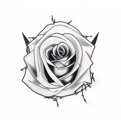Rose With Barbed Wire As Stem No Color