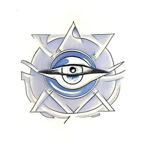 Merging Symbol Of Eye And Triangle As A