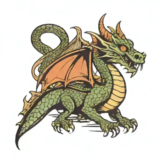 Sad Dragon Walking Into Cave Leaving Trail Of Scales Behind