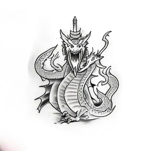 Wizard Fighting A Dragon