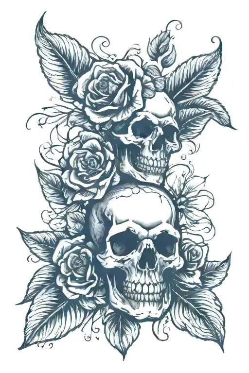 Skull And Roses Mayflowers Hibiscus Flower Blooming