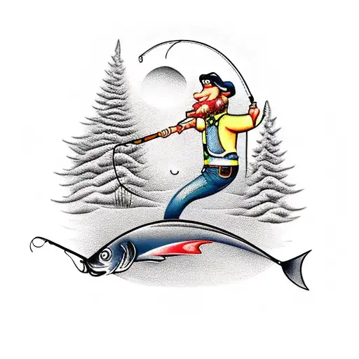 December 1 With Fishing Rod And Tree