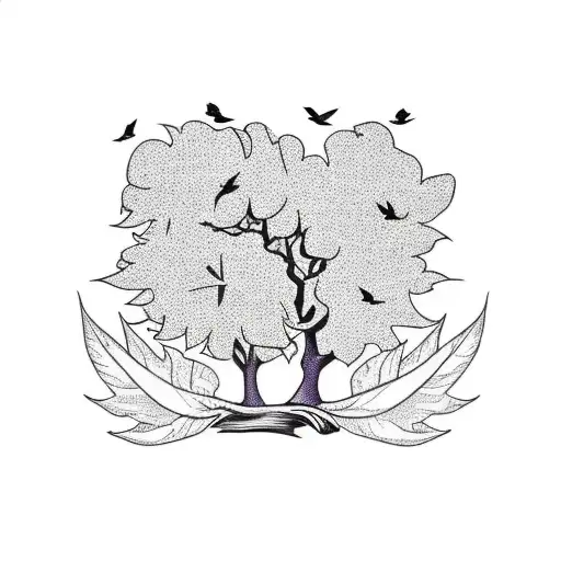 Tree With Leaves Turning Into Birds