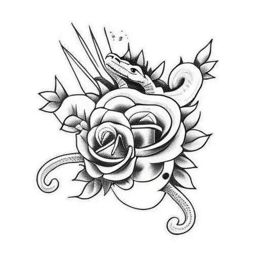 Snake Surrounded By Flowers