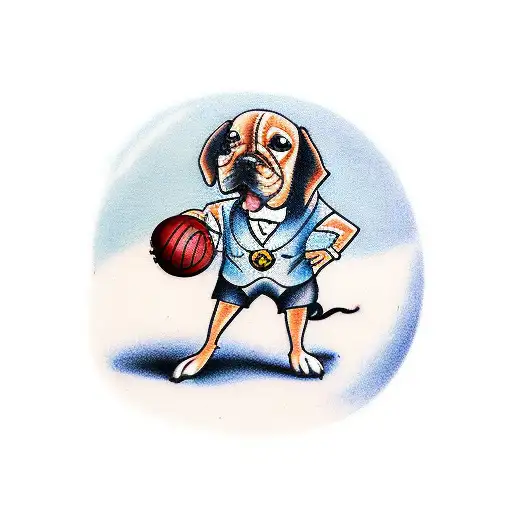 An Entrepreneur Dog Holding A Basketball And A Snooker Cue