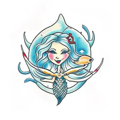 Mermaid With Crab And Anchor