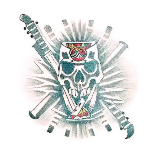 Guitar Tiki Skateboard Pirate Punk Rock