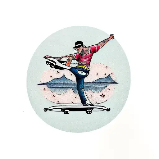 Skateboarder Near Beach