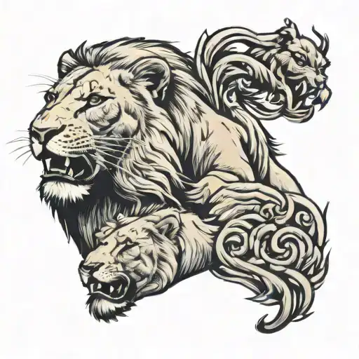 Lioness And Male Lion