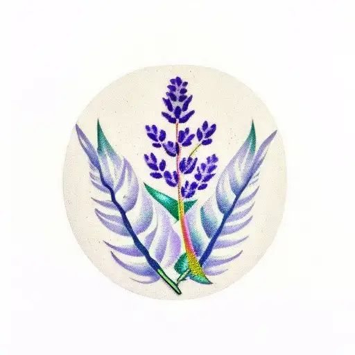 Lavender Flowers And Monstera Plant Leaves