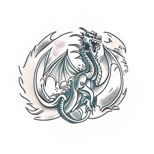 Dragon With Thunder And Fire