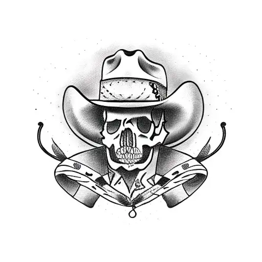 Dog L Skull In A Cowboy Hat