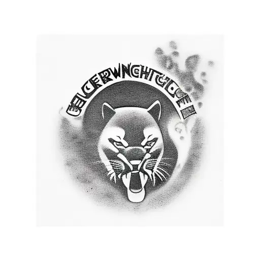 Black Panther Crawling Downwards With Cappuccino Cup Hanging Out Of Its Mouth