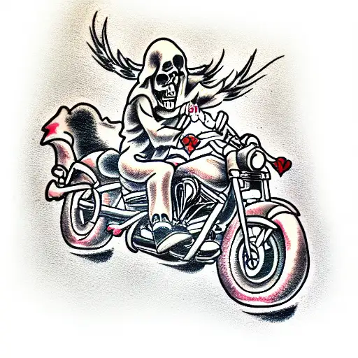 Grim Reaper Riding A Harley