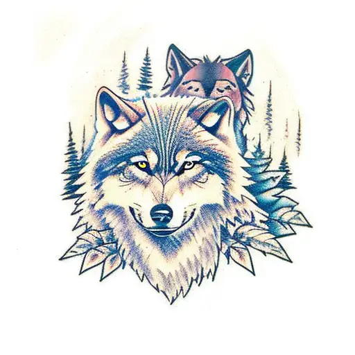 Wolf Pack In The Woods