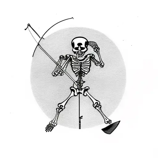 Skeleton With Fishing Pole In Boat