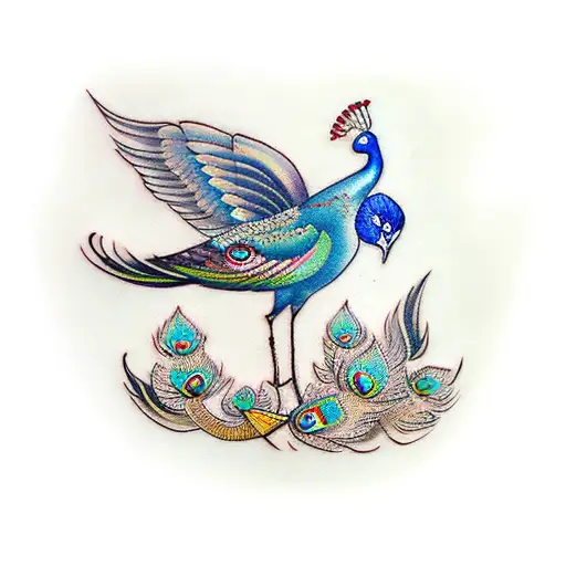 Symbolic With Krushna's Flute And Peacock Feather