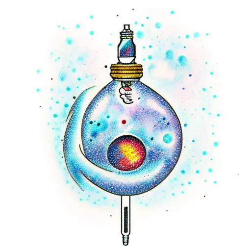 Syringe With Galaxy Inside And Ocean Coming Out Of The Tip