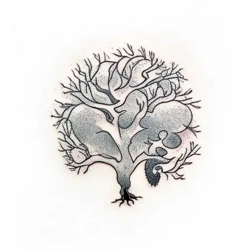 Tree With Jjh In The Roots And Jh In The Branches