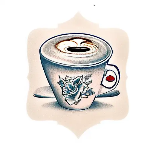 A Coffee Cup With A Woman's Silhouette Formed By Coffee Swirls