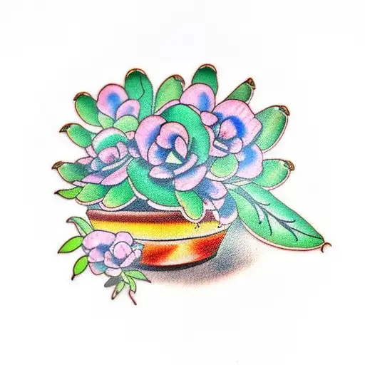 Jade Plant In Decorated Pot