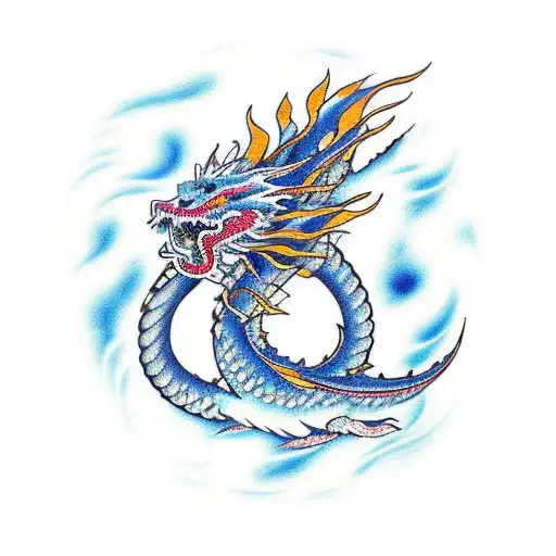 A Traditional Japanese Dragon Surrounded By Delicate Water Flowers Symbolizing Beauty And Grace