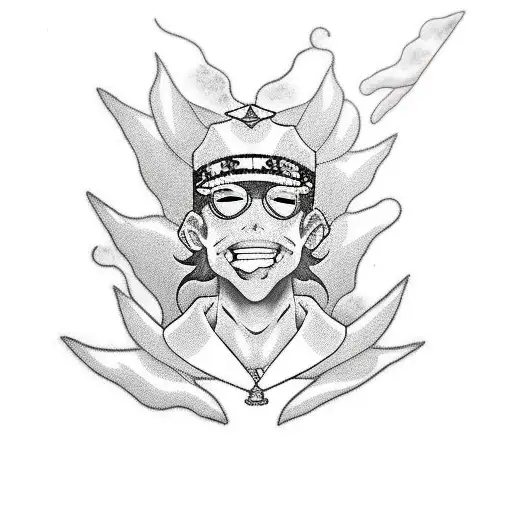 A Black And Grey Portrait Of A Musician From A Favorite Anime