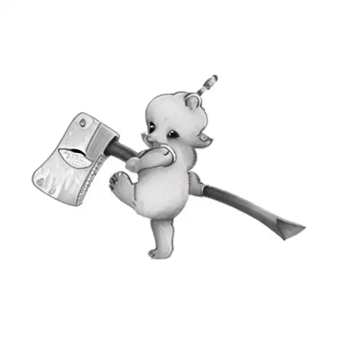 A Baby Bear Holding An Axe