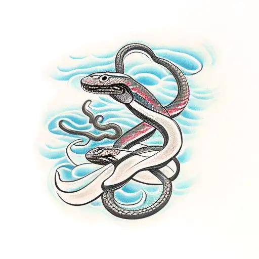 Snake On The Calf Turning Around And Going To The Foot