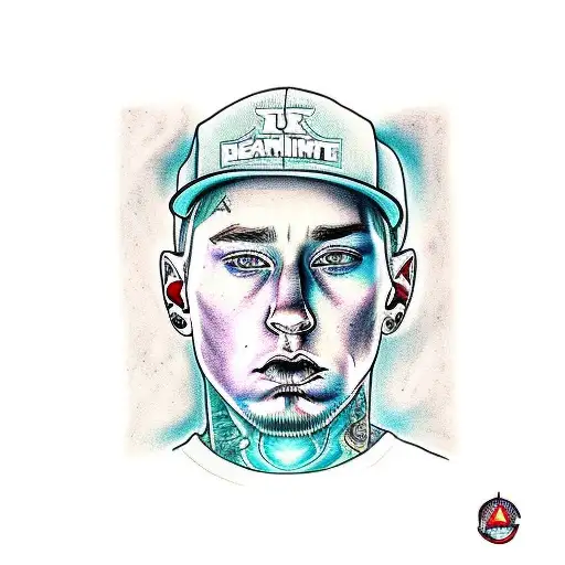A Portrait Of Eminem With Lyrics From His Songs As Shading