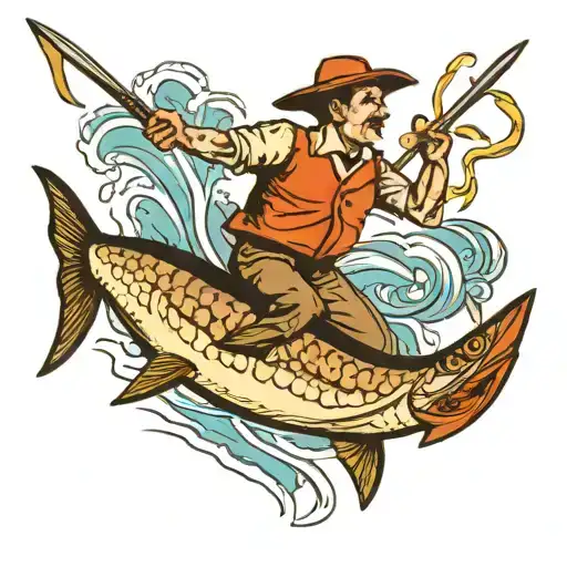 Man Riding A Tuna Fish Jumping