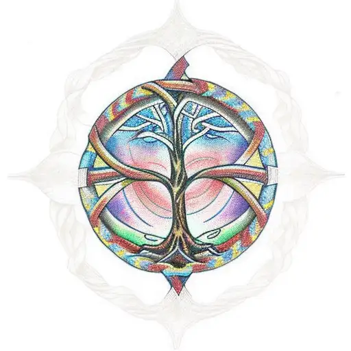 Tree Of Life With Interwoven Borromean Rings