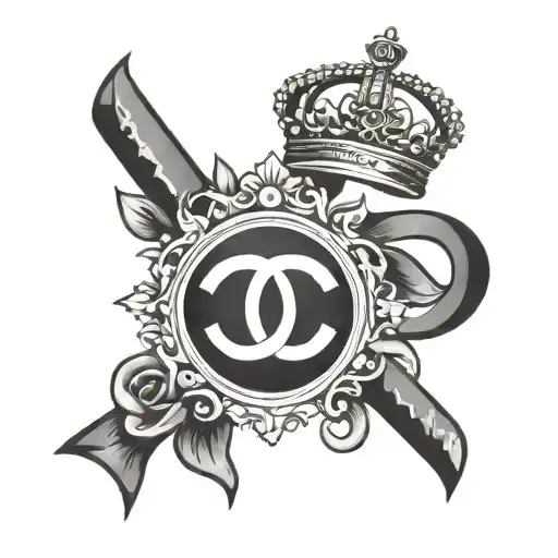 Chanel Symbol With Bow And Crown Surrounded