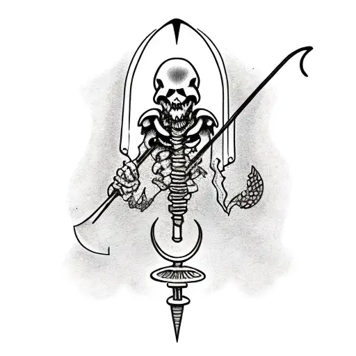 Reaper With A Scythe And Lantern For The Upper Arm