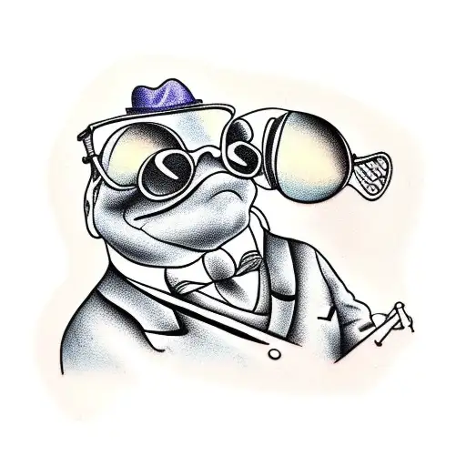 A Frog Wearing A Suit And Sunglasses Playing The Piano