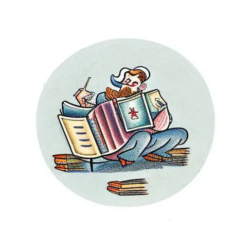 A Historical Figure Reading A Book Under A Tree