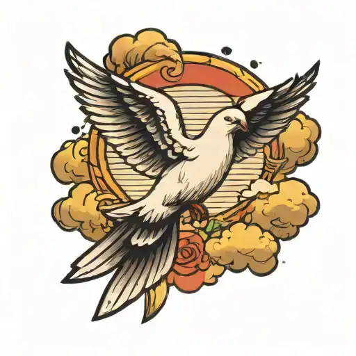 Cross Clouds Dove Flying