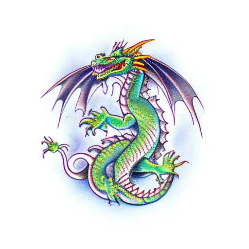 Dragon With Letters Araund