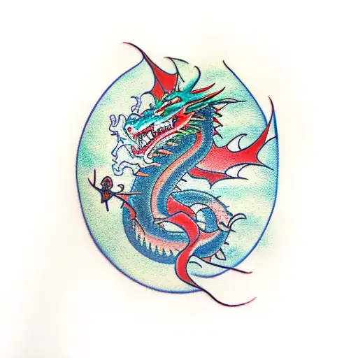 Dragon With Kanji Letters