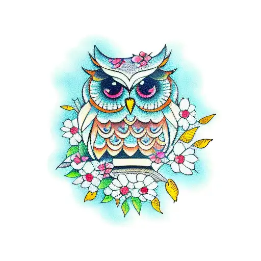 Owl With Flowers