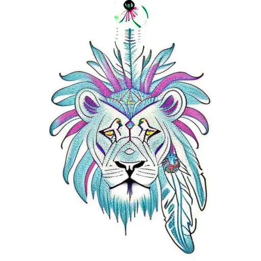 Psychedelic Lion With Dreamcatcher
