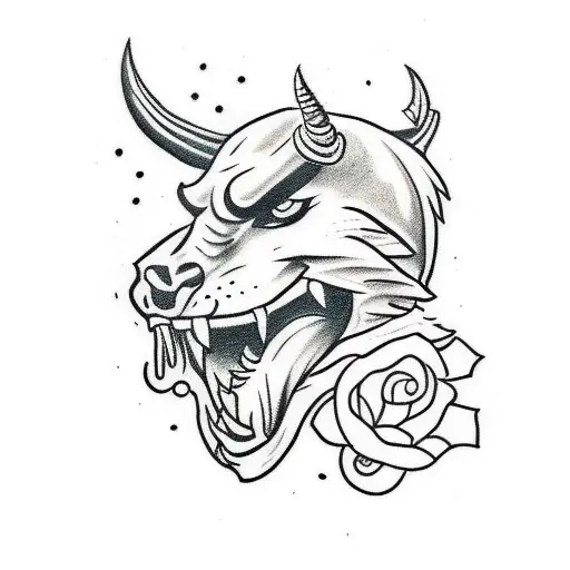 Devil With Red Hood Blackwork